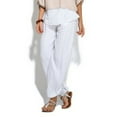 thumbnail image 4 of GZWYHT Linen Pants,Wide Leg Pants,Solid Loose Pants Casual Women Fashion Trouser Buttons Leg Cotton Wide And Plus Size Pants,Flowy Pants,High Waisted Pants,Baggy Pants,White,S, 4 of 9