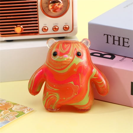Colorful Swirl Bear Squeeze Toys Marbled Texture Sensory Stress Relievers for Hand Strengthening and Daily Relaxation