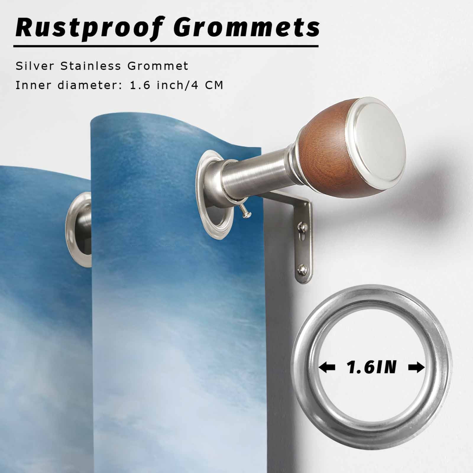 Summer Beach Outdoor Curtains for Patio, Dark Blue Gradient Ocean Wave Beige Sand Abstract Sunshade Privacy Drapes Grommet Waterproof Outside Curtains for Porch/Cabana/Balcony 54"x 108", 1 Panel