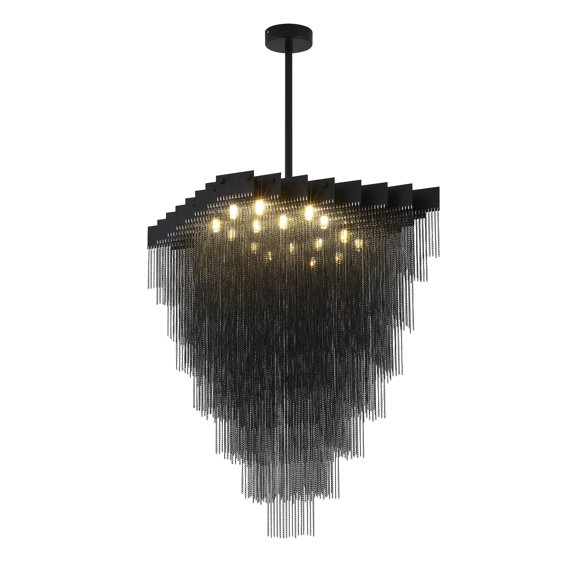 Design Living Chandelier, Satin Black, 31.5" x 23.6" x 47.2"
