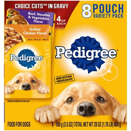 UPC: 0023100118130 | PEDIGREE CHOICE CUTS IN GRAVY Adult Soft Wet Meaty Dog Food Variety Pack (8) 3.5 oz Pouches