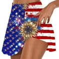 thumbnail image 2 of QATAINLAV 4th of July Skort for Girls, Womens Trendy American Flag Print Tennis Skirt Summer Stretchy Tummy Control Running Skort Blue L, 2 of 6