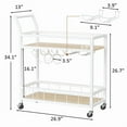 thumbnail image 7 of Furmax Mobile Bar Cart, Modern, Industrial, With Wine Rack, Glass Holder, and Wood Storage Shelves, Ideal for Living Room, Kitchen, Bar, Restaurants, and Parties, White, 7 of 7