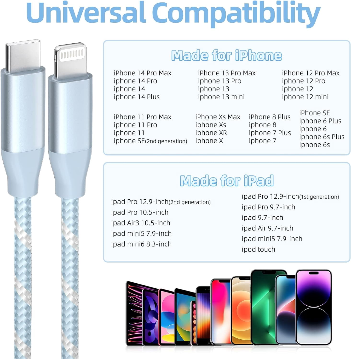 iPhone 14 13 12 Charger Cord [Apple Mfi Certified] 3 Pack 10ft Compatible with iPhone iPad iPod