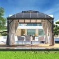 thumbnail image 6 of EROMMY 12'x12' Hardtop Gazebo Patio Furniture, Aluminum Frame Double Roof, Privacy Curtains and Premium Net for Patio Lawn and Garden, 6 of 10
