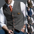 thumbnail image 4 of CENL Plaid Mens Waistcoat Lapel Vintage Vest Slim Business Formal Suit Vest, 4 of 9
