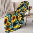 thumbnail image 3 of Fuzoiu Blue Batterflies Sunflower Print Flannel Throw Blanket,Light Weight Warm Decorative,Throw Blanket Cover for Sofa, Couch, Bedroom,Travel-80"x60", 3 of 6