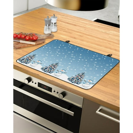 

Navy Blue Snowman Christmas Stove Top Covers for Electric Stove Heat Insulation Fireproof Glass Cooktop Cover Counter Top Glass Stove Cover for Prevent Scratches 36 x21 Winter Snowflake Xmas Tree