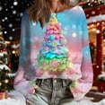 thumbnail image 4 of Dreluolixuan Pullover Sweaters for Women Cute Xmas Long Sleeve Xmas Trees Print Basic Blouses Crew Neck Pullover Work Family Tee Tops, 4 of 6