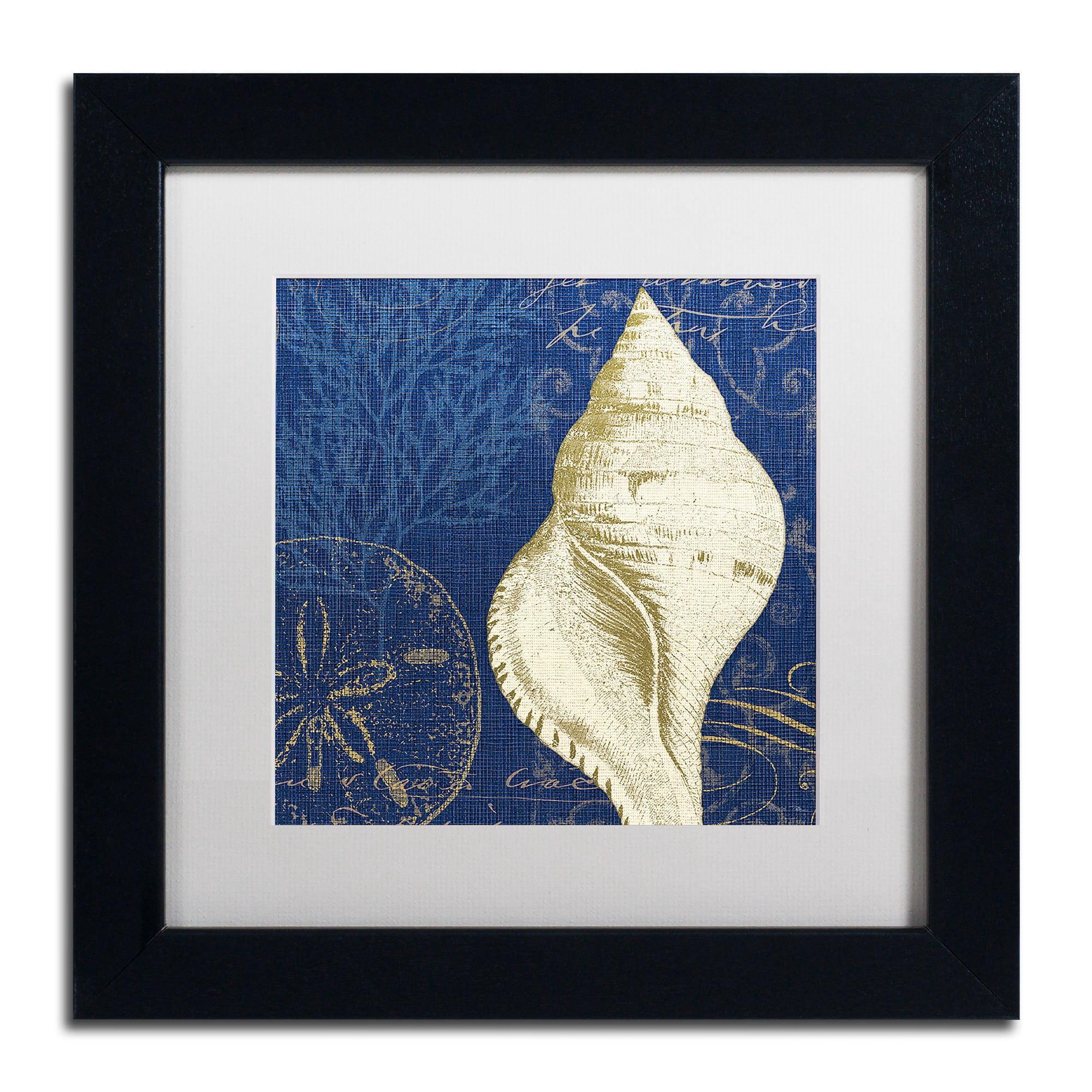 Trademark Fine Art "Coastal Moonlight IV Teal" Canvas Art by Pela Studio, White Mat, Black Frame
