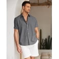 thumbnail image 4 of COOFANDY Linen Shirts for Men Short Sleeve Casual Shirts Button Down Summer Beach Wedding Shirts, 4 of 6