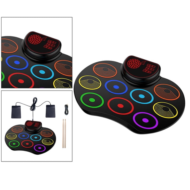 Kit de batería enrollable de mano electrónica perfecl 9 almohadillas con pedales de piezaza de batería de litio