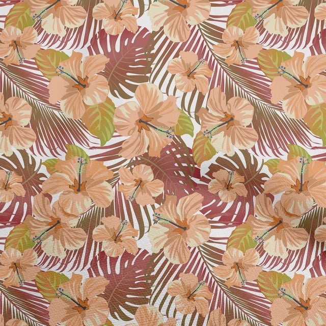 oneOone Tissu Flex Coton Rose Brun Foncé Floral Tropical Matériel de Robe Tissu Imprimé au Mètre 40 Pouces de Large