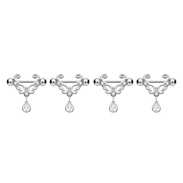 Qarigey Anillos para pezones, falso a la moda, práctico, duradero, resistente al desgaste, joyas de pedante para vestirse de plata Type2 NO2 Qarigey CBP221428