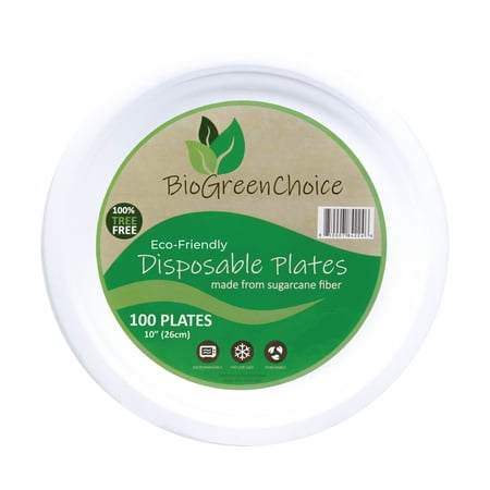 BioGreenChoice 10in. Eco-Friendly Disposable Paper Plate | Microwave Safe Plate (100 Count)