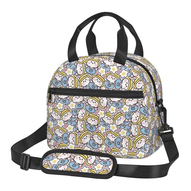 Lukts Cute Rabbit Pattern Lunch Bag Insulated Lunch Box Crossbody Lunch Cag Lunch Container Cooler Cooling Tote for Adult Men Women