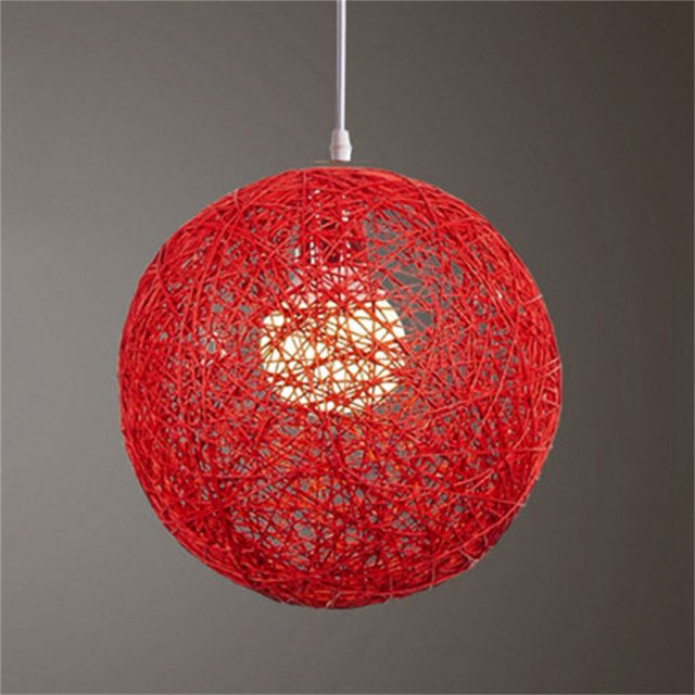 Round Concise Hand-woven Rattan Vine Ball Pendant Lampshade Light Lamp Shades Light Accessories(15cm Diameter)