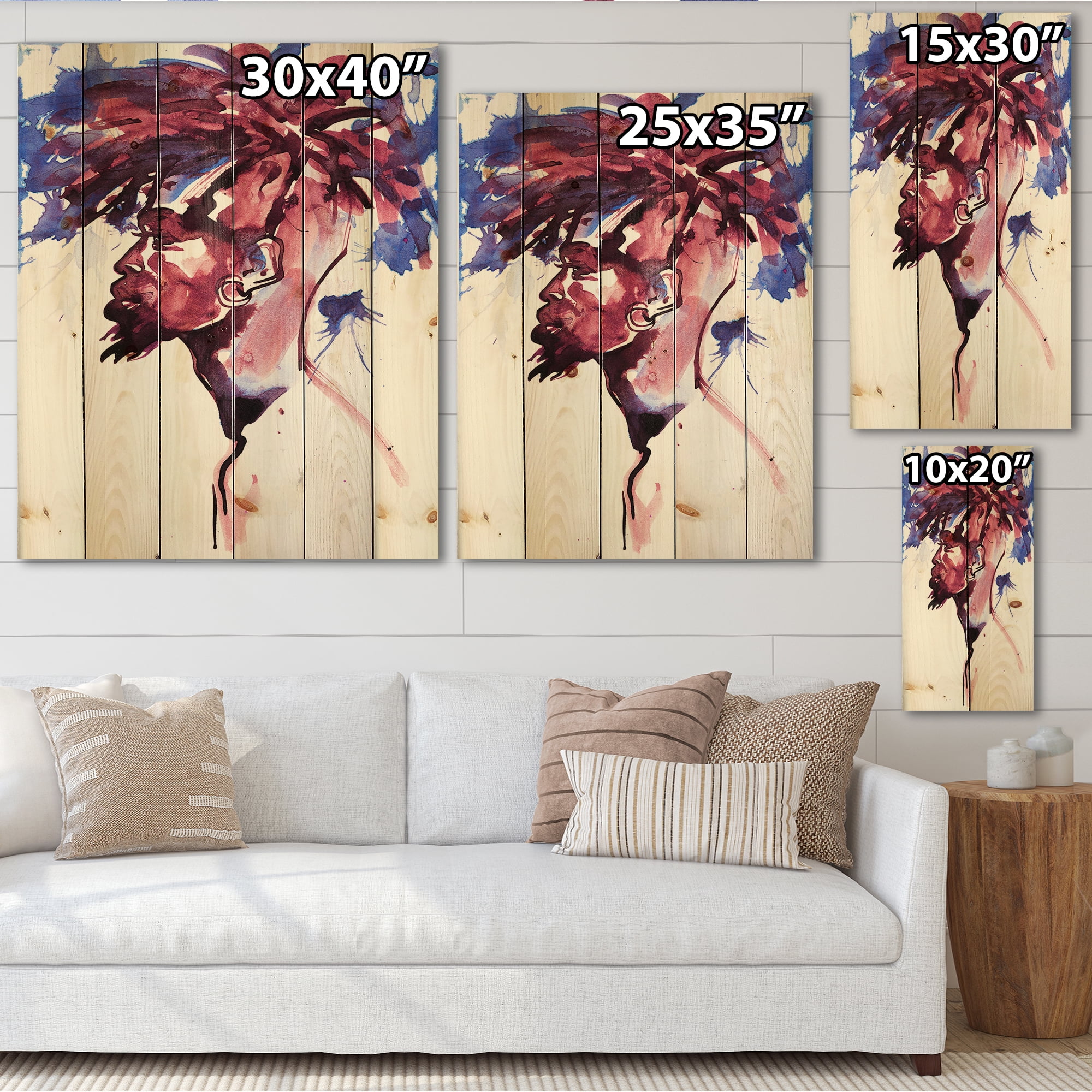 Designart 'Fashion Portrait of Handsome African Man' Modern Print on Natural Pine Wood