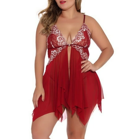 

Jmntiy Lingerie For Women Front Closure Babydoll Lace V-Neck Mesh Sleepwear Lingerie Clearance