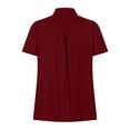 thumbnail image 3 of Delayuji Womens Summer Daily Casual V Neck Shirts Short Sleeve Tops Blouses Loose Fit Shirt Red M Polyester,Spandex Short Sleeve Shirts for Women, 3 of 4