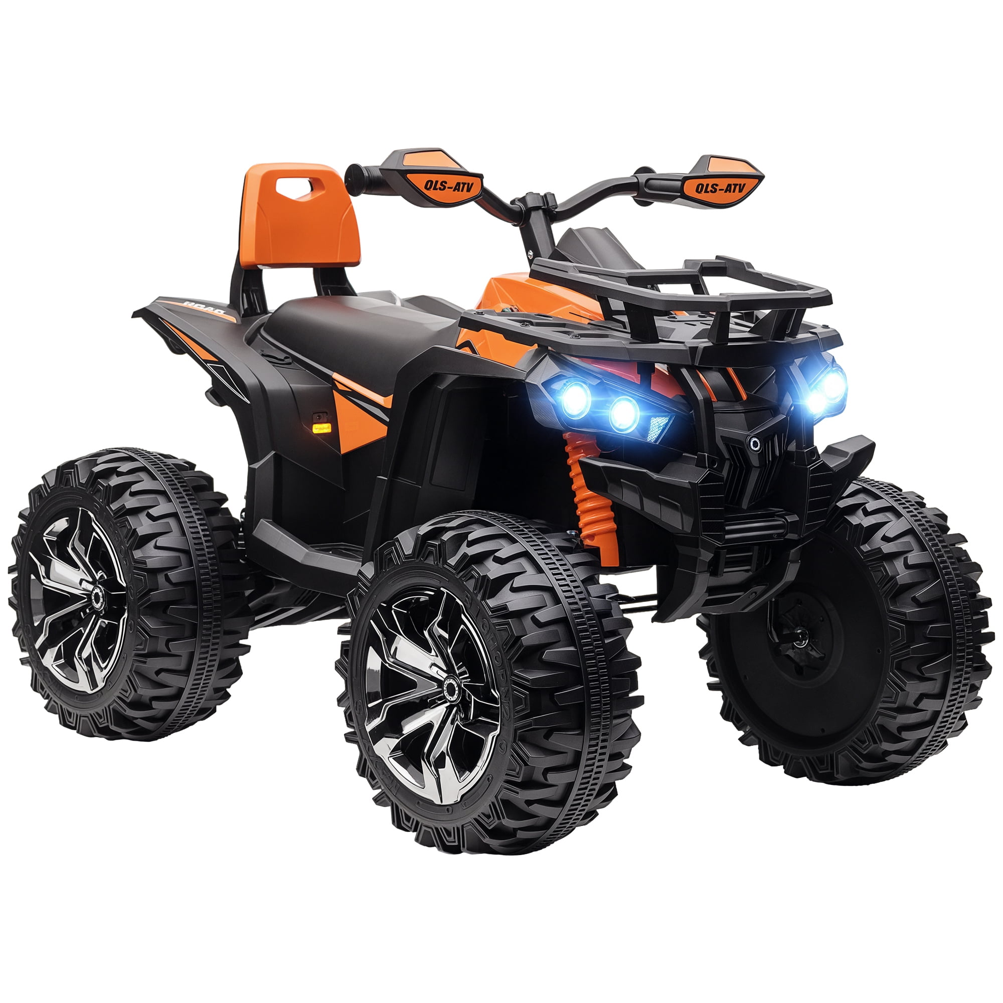 Aosom Kids ATV, 12V 4 Wheeler Ride on Quad Car Toy with Music, Headlights, Battery Powered Electric Vehicle for Boys and Girls, Orange