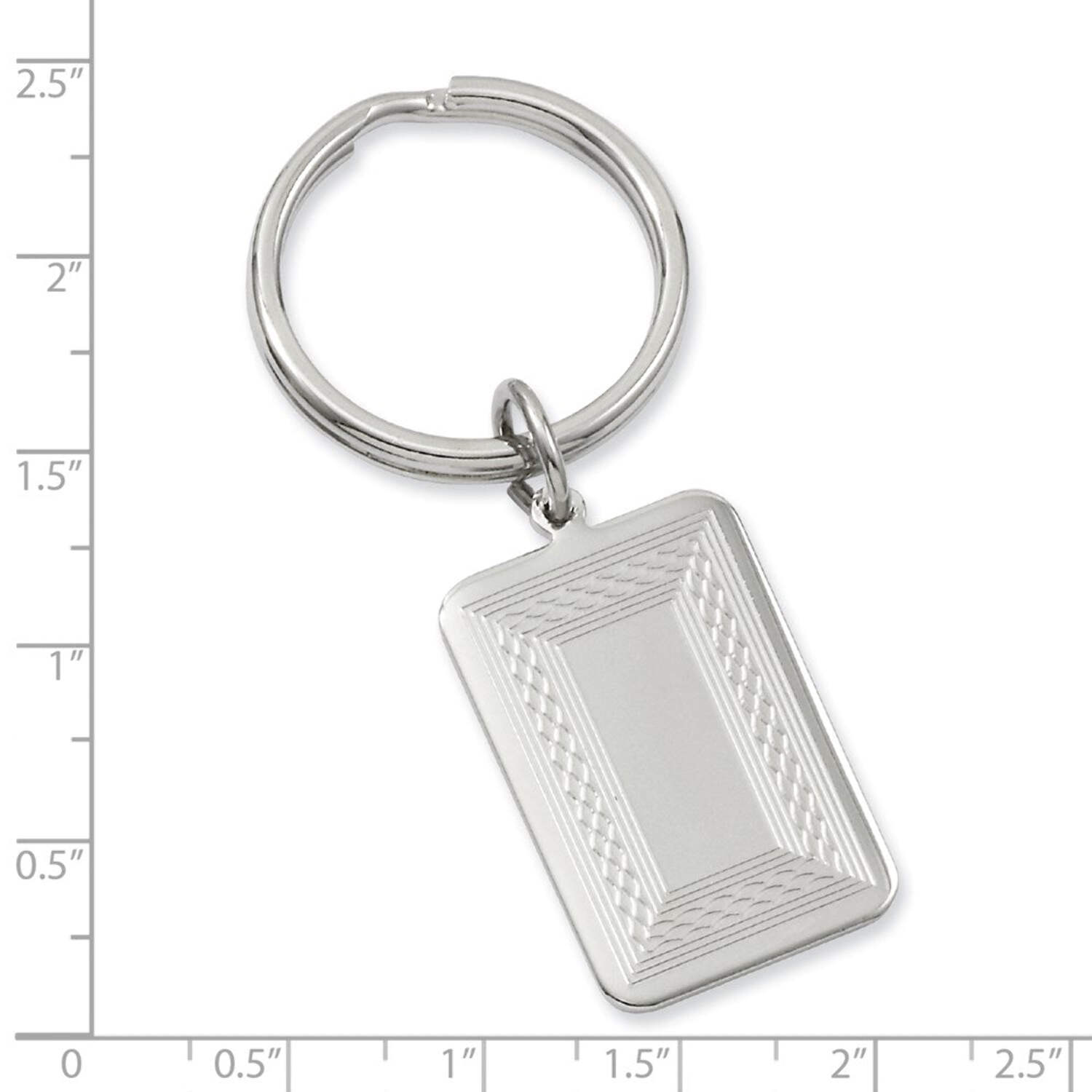 Rhodium-plated Patterned Border Key Ring Size