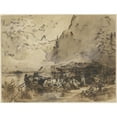 thumbnail image 2 of Friedrich August Matthias Gauermann 18x15 Gold Ornate Wood Frame and Double Matted Museum Art Print Titled - A Ferry on the Konigsee (1827-1839), 2 of 4