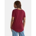 thumbnail image 4 of Time and Tru Women's V-Neck Tunic Tee with Short Sleeves, Sizes XS-XXXL, 4 of 5