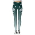 thumbnail image 4 of Leggings Chauds de Noël pour Femmes Leggings de Noël pour Femmes Dégradé Flocon de Neige Imprimé Taille Haute Compression (Noir m), 4 of 5