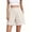 Beige, variant on Women's High Waist Frayed Hem Shorts Above Knee Length Casual Stretch Loose Wide Leg Short Pants Summer Bermuda Shorts with Pockets