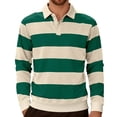 thumbnail image 2 of XIAOCHA Mens Striped Polo Shirt Long Sleeve Half Zip Top Classic Casual Rugby Pullover, 2 of 7