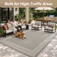 thumbnail image 6 of SIXHOME 4' x 6' Outdoor Area Rug, Gray Modern Bordered Polypropylene Patio Rug, Indoor Outdoor Rug for Deck, Porch, Backyard, Living Room, 6 of 8