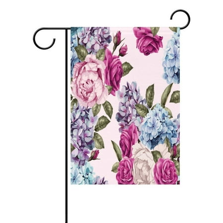 Shabby Chic Outdoor POPCreation Watercolor Floral Garden Flag Shabby Chic Flower Outdoor Flag Home Party 28x40 inches ()