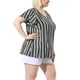 thumbnail image 2 of Women's Plus Size Blouses Ruffle Sleeve Loose Stripe Tops Black 2X, 2 of 7