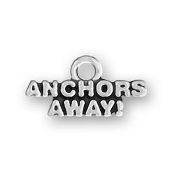 Sterling Silver 18" Unisex 1.5mm Box Chain ANCHORS AWAY Word Pendant Necklace