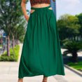 thumbnail image 4 of Falda De Verano Falda básica de mujer cortada de algodón estilo bohemio una línea de ropa diaria (verde retro L) Ygjytge para Mujer verde retro T XL, 4 of 7
