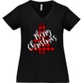 thumbnail image 3 of Inktastic Red Buffalo Plaid Christmas Tree Women's Plus Size V-Neck T-Shirt, 3 of 5