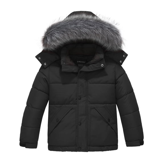 Wantdo Kid's Winter Coat Hooded Puffer Jacket Waterproof Ski Jacket Charcoal 8