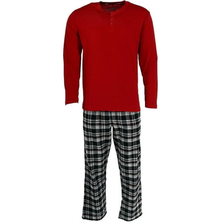 Men's Cotton Long Sleeve Shirt and Flannel Pajama Pants
