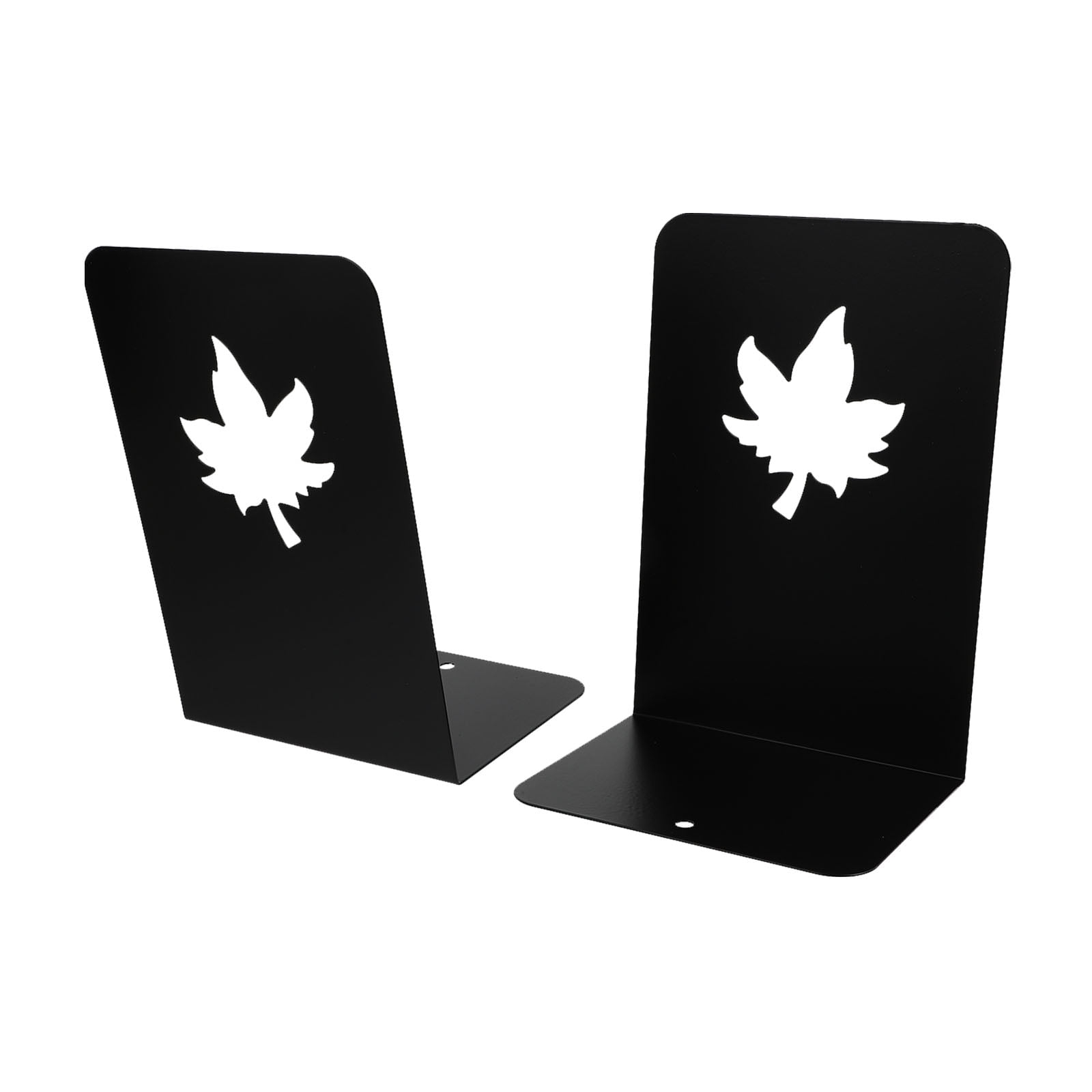 COOPHYA 2-Pack Black Metal Bookends with Maple Leaf Design Desktop and Bookshelf Support