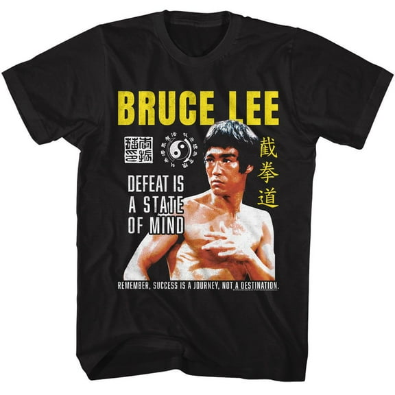 Bruce Lee Rememeber Defeat Is A State Of Mind Men's T Shirt (Black, AdultXL)