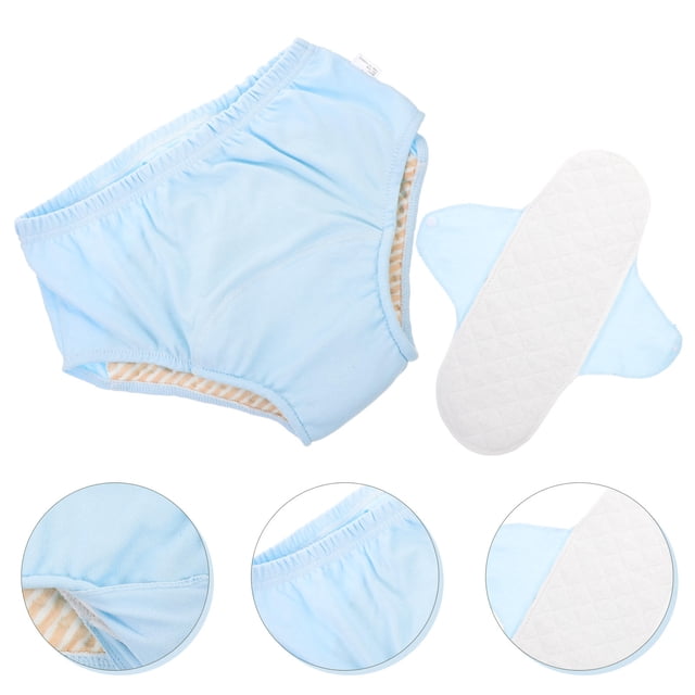 SEWCHICS Comfortable Blue Cotton Incontinence Underwear for Adults with Washable Design
