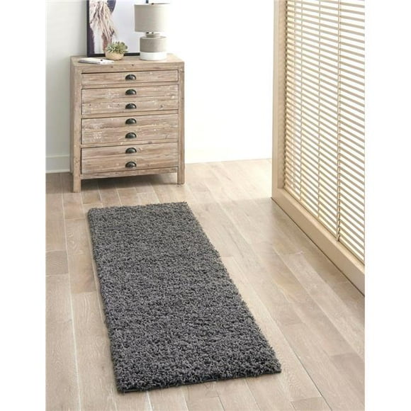 Unique Loom 3140757 2 ft. 6 in. x 16 ft. 5 in. Solid Shag Runner Rug, Graphite Gray