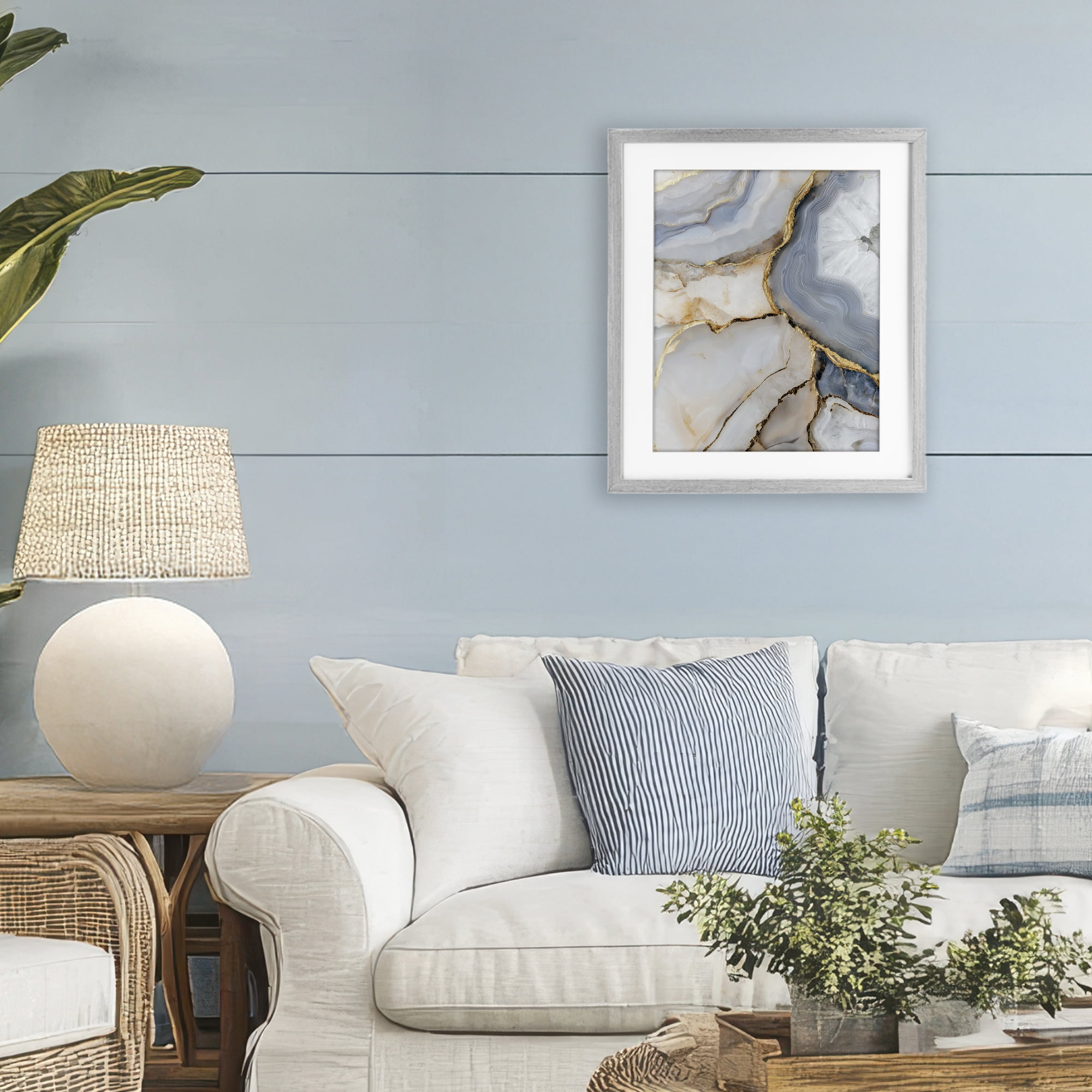Stupell Industries White And Gray Geode Gray Framed Print Under Glass, design by Svetlana Aleynikova