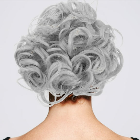 IFANLANDOR Curly Bun Hairpiece 1Set Grey 6.29X5.50X1.97in for Retro Style and Special Occasions