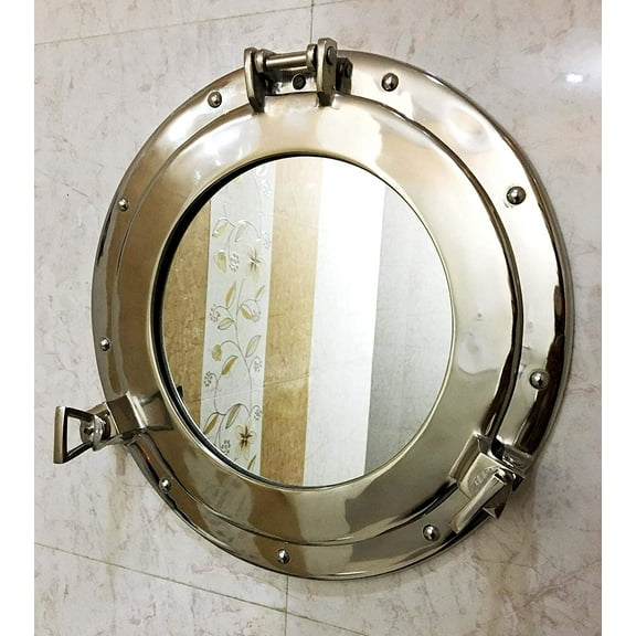 Nagina International, 15" Porthole Round Coastal Wall Hanging Mirror Porthole Home Chic Decor