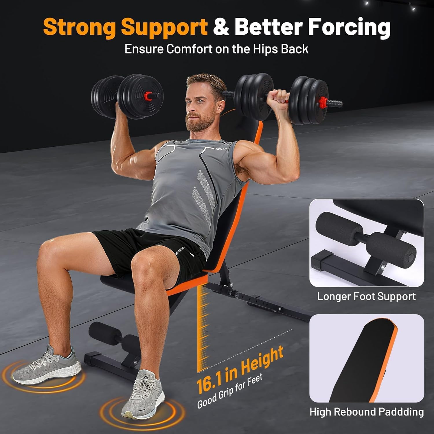 Adjustable Workout Bench, Adjustable Weight Benches for Home Gym with Multiple Angles, Foldable Weight Bench with Heavy Duty Steel Frame, High Density Padding for Full Body Strength Training