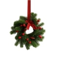 thumbnail image 2 of 2Pcs Christmas Wreath Door Hanger, 11.02 Inch Artificial Pine Wreath with Red Berries, Pinecones & Velvet Bow, Festive Hanging Wreath for Front Door Wall Closet Holiday Decor, 2 of 9