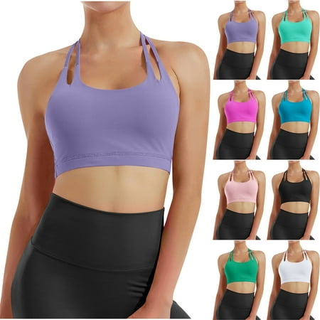 DDAPJ pyju Yoga Bras for Women 2025 Trendy Sports Bra Wi relessHalter Bras Vest Top Prime Sales Today Black S