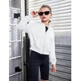 thumbnail image 4 of Oudiya Girls Zip Up Cropped Hoodies Long Sleeve Sweatshirts Jackets with Pockets, 5-14Y, 4 of 7